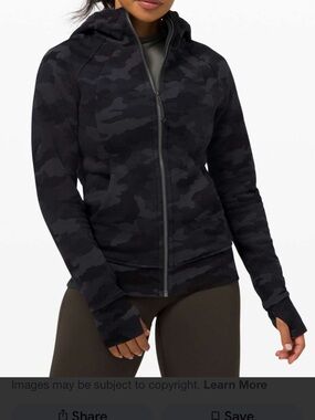 lululemon athletica scuba Black  Camo Hooded Zip Jacket